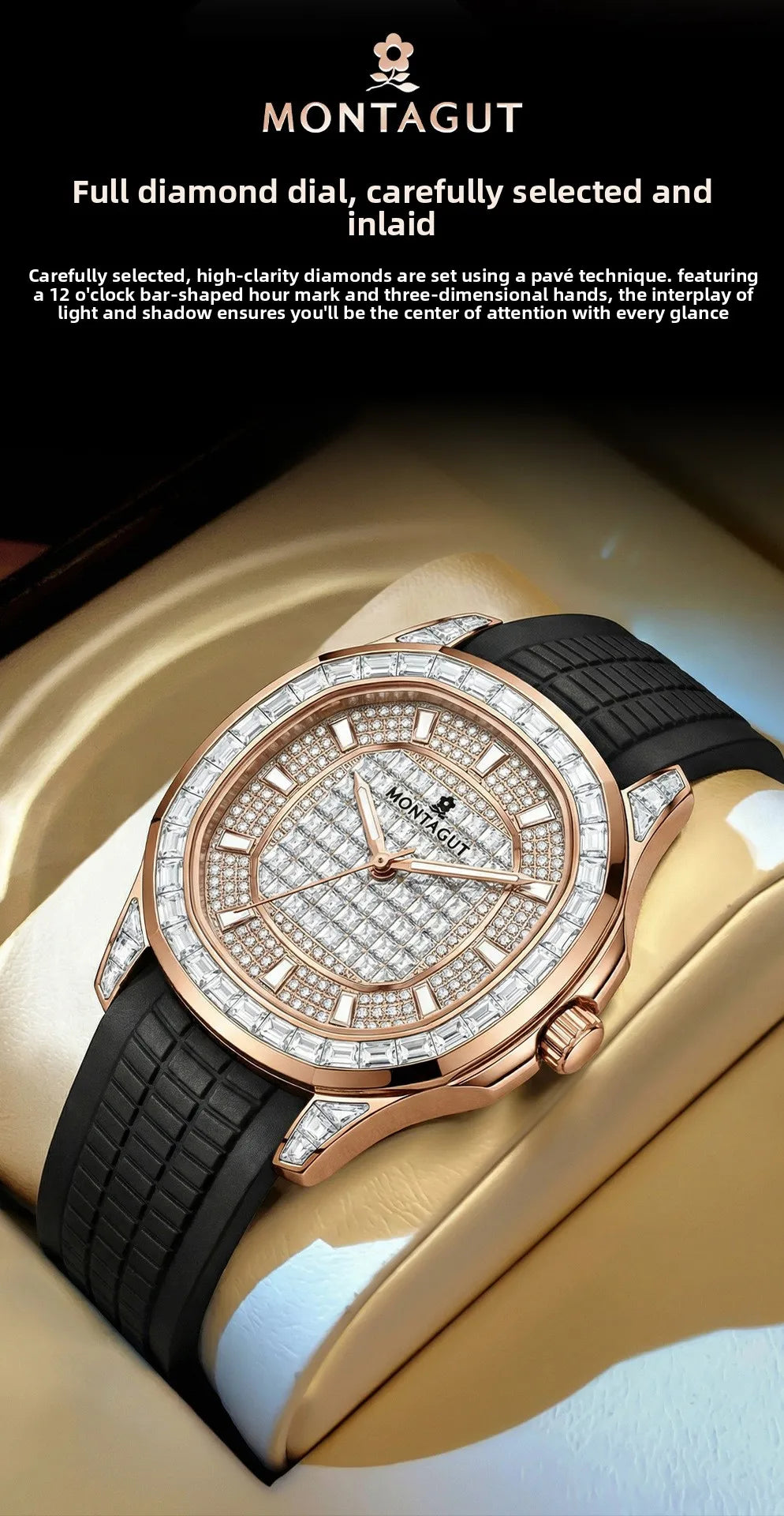 Automatic Mechanical Watch for Men Waterproof Large Dial Silicone Strap Multifunction Wristwatch