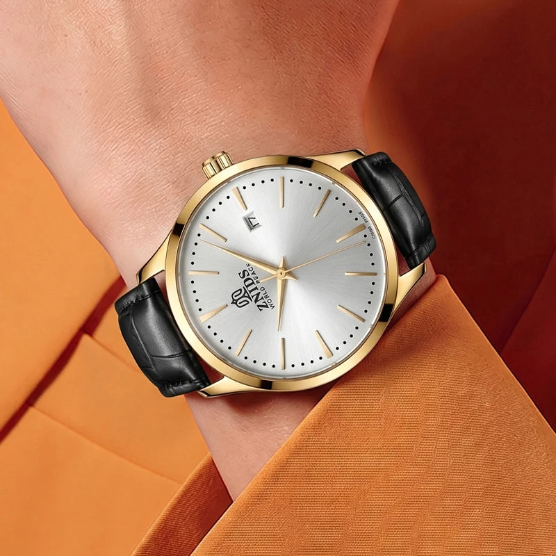 Highly stylish and simple men's mechanical wristwatch with automatic movement, hollowed-out design, waterproof, calendar dial, leather strap, suitable for daily commuting. Fashionable, casual, versatile, and trendy men's watc