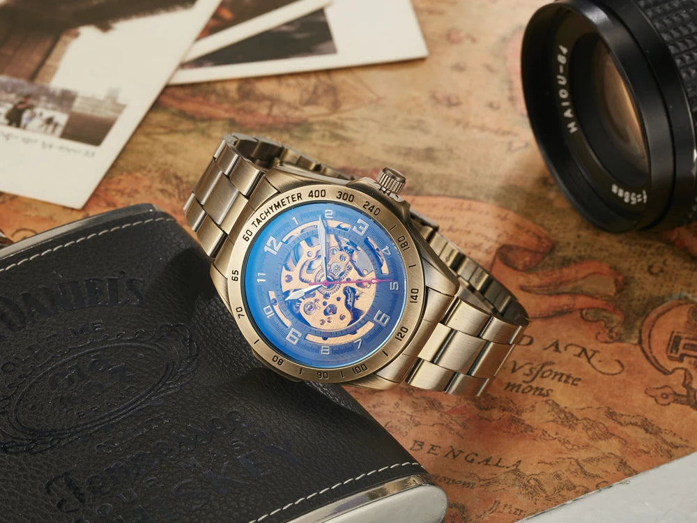 Wrist Watch For Men Waterproof Automatic Mechanical Watch Men's watch Retro montre homme with Genuine Leather relogio masculino