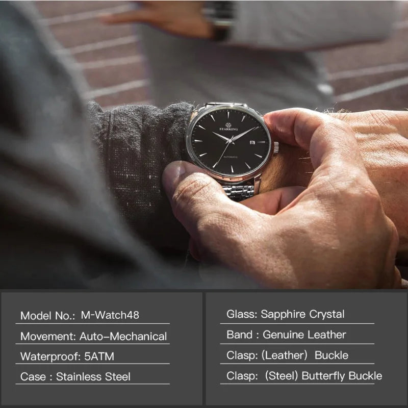 Men's Automatic Self-Winging Watch  Classic Series 40mm Dial with Mechanical Movement Sapphire Mirror Day Function 5ATM