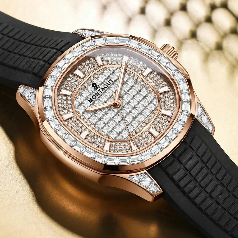 Automatic Mechanical Watch for Men Waterproof Large Dial Silicone Strap Multifunction Wristwatch