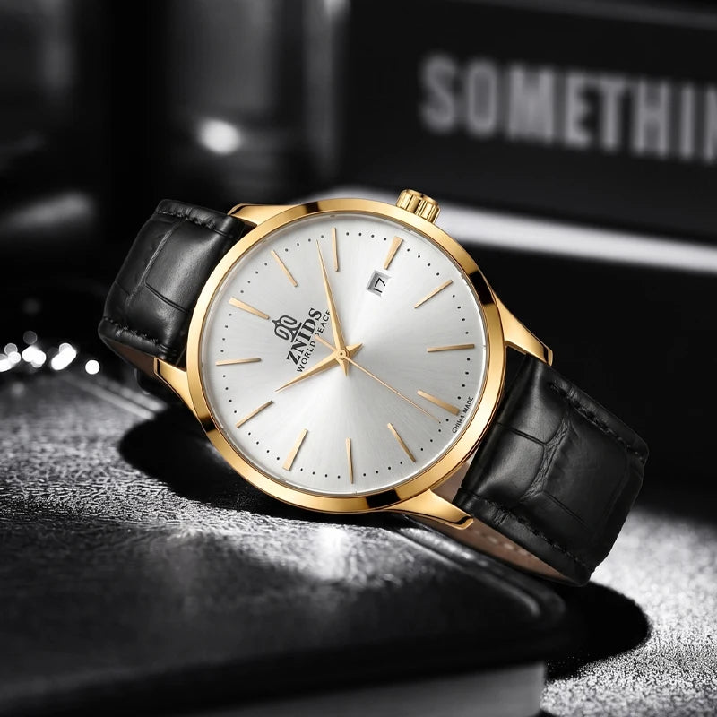 Highly stylish and simple men's mechanical wristwatch with automatic movement, hollowed-out design, waterproof, calendar dial, leather strap, suitable for daily commuting. Fashionable, casual, versatile, and trendy men's watc