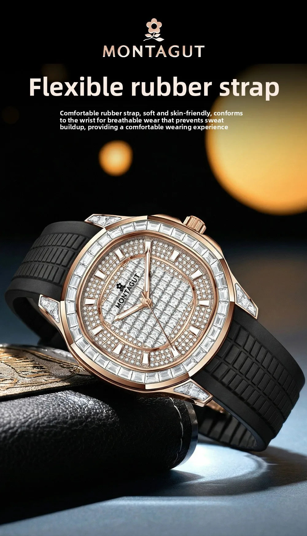 Automatic Mechanical Watch for Men Waterproof Large Dial Silicone Strap Multifunction Wristwatch