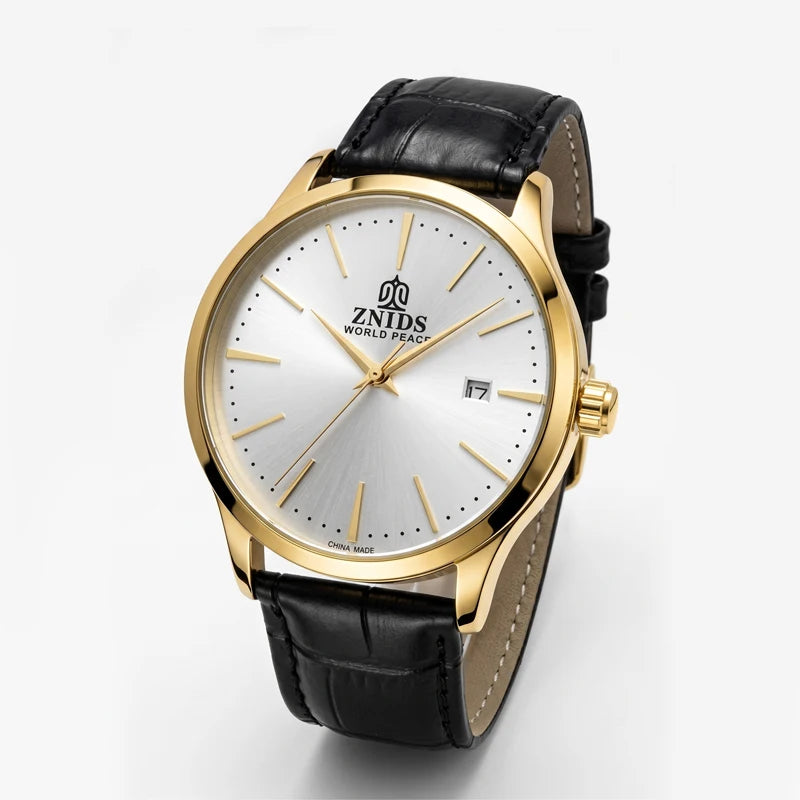 Highly stylish and simple men's mechanical wristwatch with automatic movement, hollowed-out design, waterproof, calendar dial, leather strap, suitable for daily commuting. Fashionable, casual, versatile, and trendy men's watc
