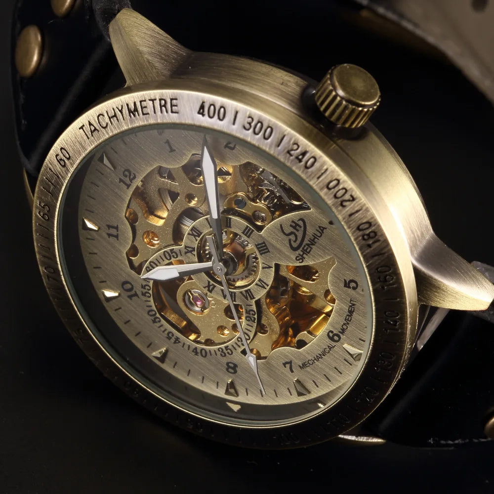Wrist Watch For Men Waterproof Automatic Mechanical Watch Men's watch Retro montre homme with Genuine Leather relogio masculino