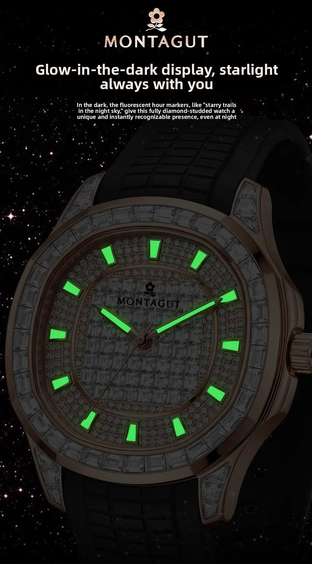 Automatic Mechanical Watch for Men Waterproof Large Dial Silicone Strap Multifunction Wristwatch