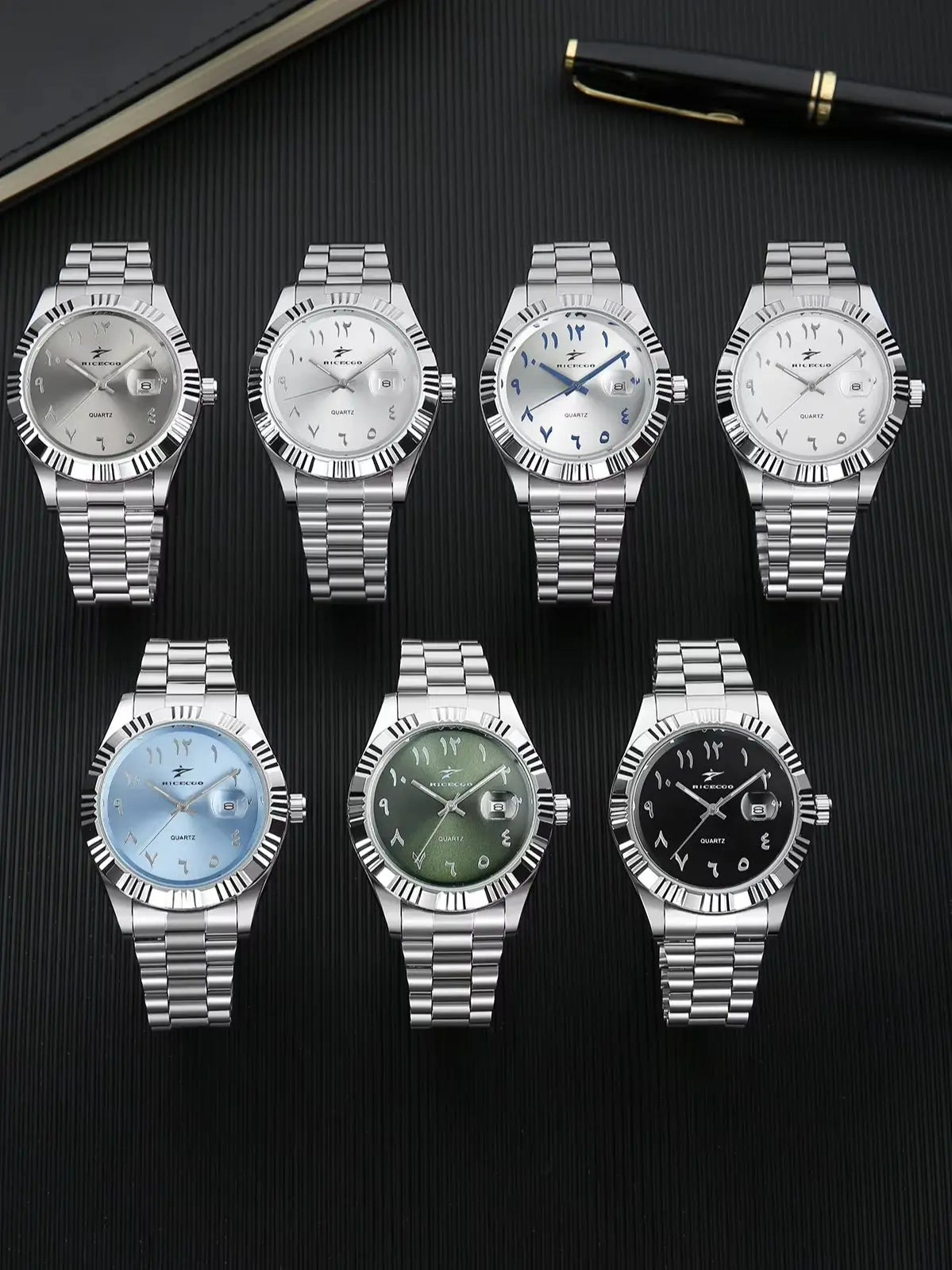 Men's business wristwatch, made of durable stainless steel, with a silver alloy case and classic Arabic numeral design, a durable and stylish timepiece