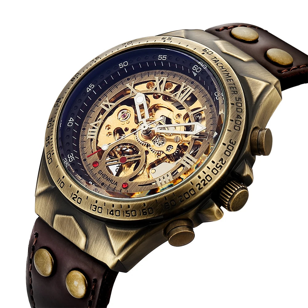 Wrist Watch For Men Waterproof Automatic Mechanical Watch Men's watch Retro montre homme with Genuine Leather relogio masculino