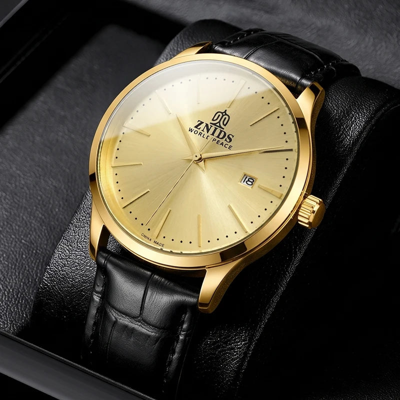 Highly stylish and simple men's mechanical wristwatch with automatic movement, hollowed-out design, waterproof, calendar dial, leather strap, suitable for daily commuting. Fashionable, casual, versatile, and trendy men's watc