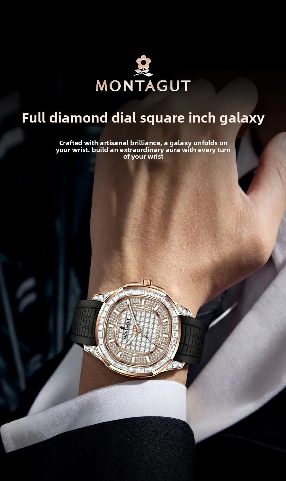 Automatic Mechanical Watch for Men Waterproof Large Dial Silicone Strap Multifunction Wristwatch