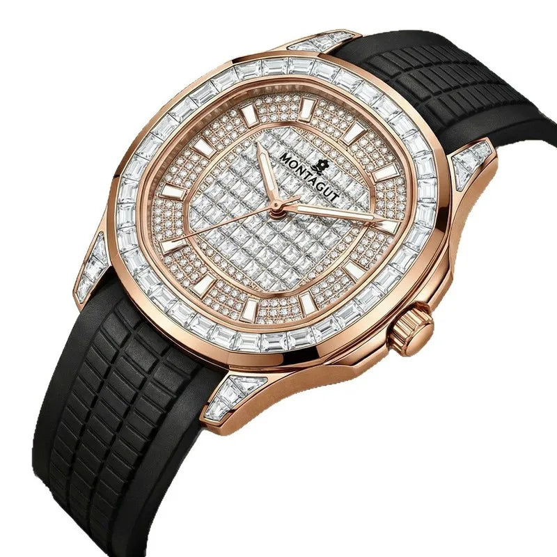 Automatic Mechanical Watch for Men Waterproof Large Dial Silicone Strap Multifunction Wristwatch