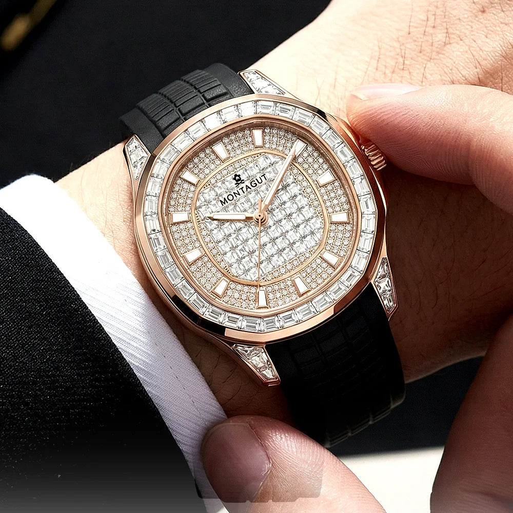 Automatic Mechanical Watch for Men Waterproof Large Dial Silicone Strap Multifunction Wristwatch