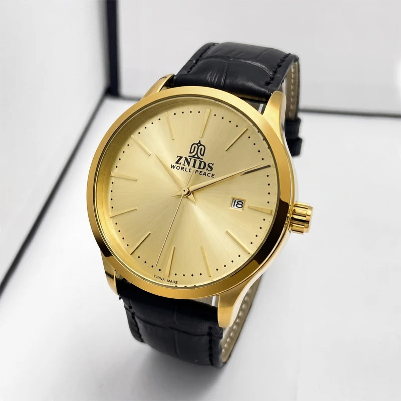 Highly stylish and simple men's mechanical wristwatch with automatic movement, hollowed-out design, waterproof, calendar dial, leather strap, suitable for daily commuting. Fashionable, casual, versatile, and trendy men's watc