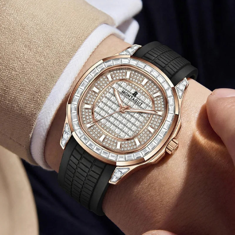 Automatic Mechanical Watch for Men Waterproof Large Dial Silicone Strap Multifunction Wristwatch